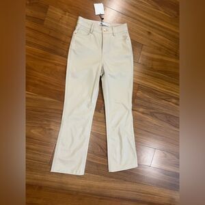 Zara womens Beige/Cream faux leather trousers size 0 NWT